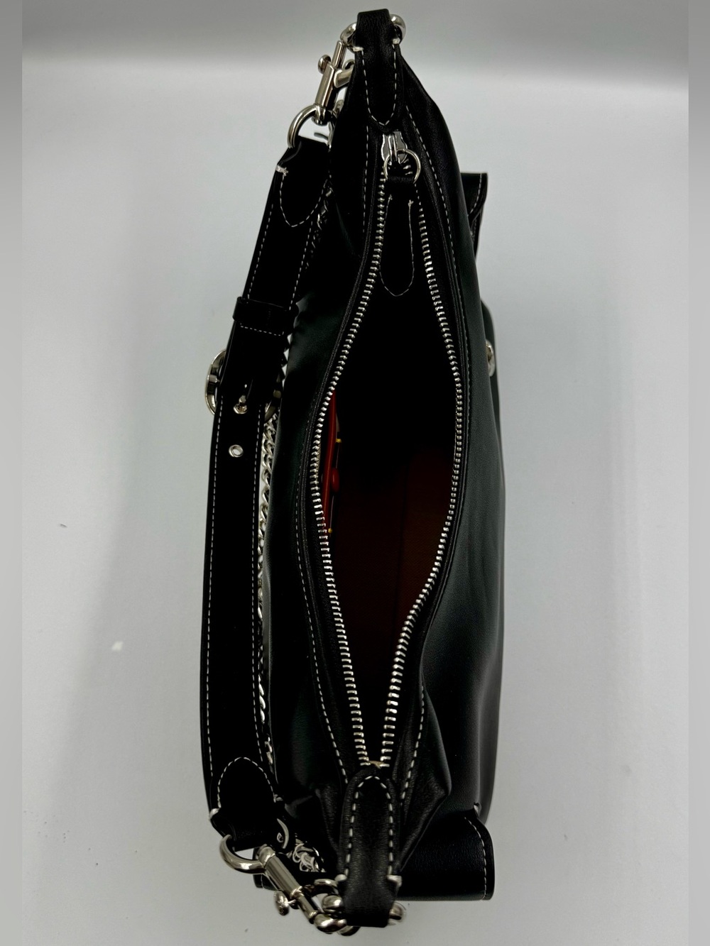 Coach Black Leather Shoulder Bag With Detachable leather and chain Straps - Picture 13 of 16